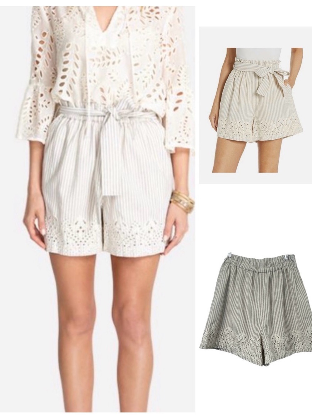 Johnny Was Jade Paperbag linen blend eyelet shorts